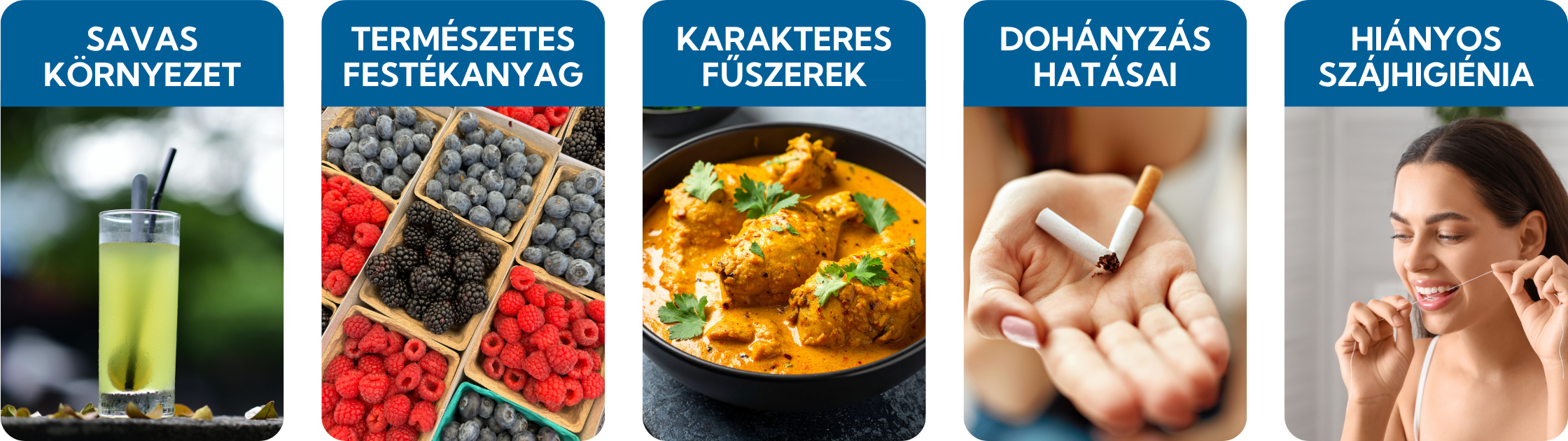 Fogszínező ételek, italok, szokások listája.